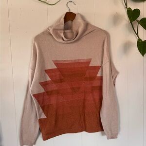 Prana Cowl Neck Sweater in Cream and Orange
